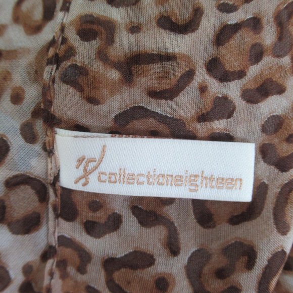100% Silk Animal Print Scarf Rectangular Sheer Scarf 70" x 17" Brown NWOT - Picture 6 of 7